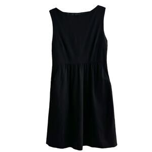 Theory Little Black Dress LBD Solid Size 4 Open Back Pockets 81176637 wool blend